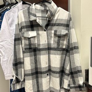 Black and white checkered shirt jacket